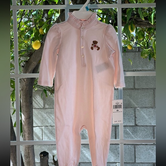 Ralph Lauren| pink Baby Onesie with Teddy Bear Embroidery - Picture 4 of 4
